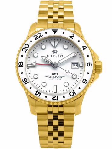 Louis XVI Mirabeau GMT Ρολόι Αυτόματο με Χρυσό Μεταλλικό Μπρασελέ LXVI1431