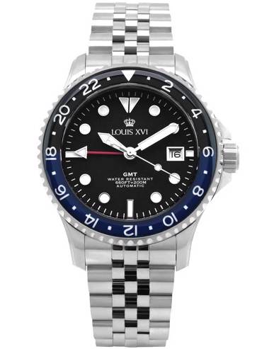 Louis XVI Mirabeau GMT Ρολόι Αυτόματο με Ασημί Μεταλλικό Μπρασελέ LXVI1433