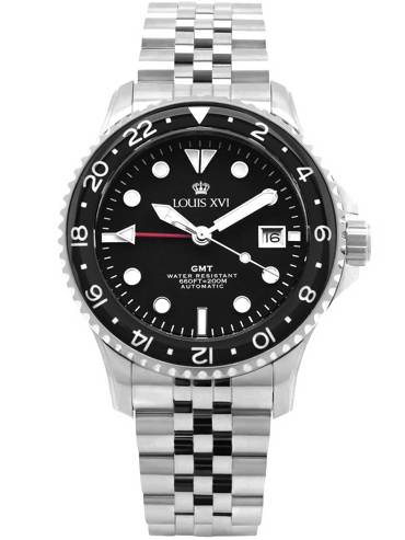 Louis XVI Mirabeau GMT Ρολόι Αυτόματο με Ασημί Μεταλλικό Μπρασελέ LXVI1434