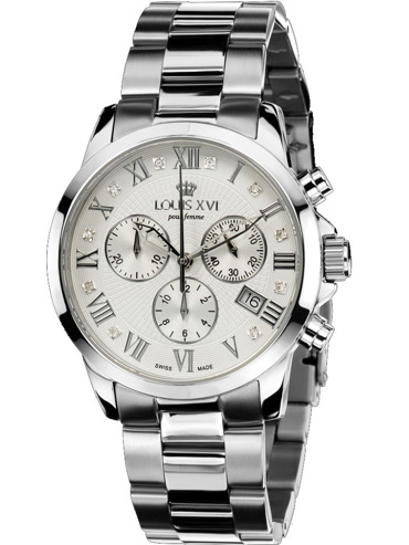 Louis XVI Athos Ρολόι Χρονογράφος Μπαταρίας με Ασημί Μεταλλικό Μπρασελέ LXVI516