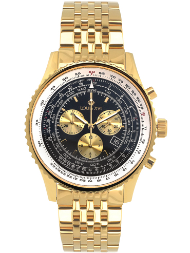Louis XVI Artagnan Ρολόι Χρονογράφος Μπαταρίας με Χρυσό Μεταλλικό Μπρασελέ LXVI595