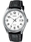 Casio Collection Roloi Batarias me Mavro Dermatino Louraki MTP-1302PL-7BVEF