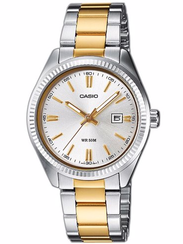 Casio Collection Ρολόι Μπαταρίας με Χρυσό / Ασημί Μεταλλικό Μπρασελέ MTP-1302PSG-7AVEF