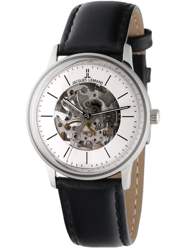 Jacques Lemans Retro Classic Ρολόι Αυτόματο με Μαύρο Δερμάτινο Λουράκι N-207ZA