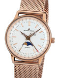 Jacques Lemans retro classic Roloi Batarias me Roz Xruso Metalliko Brasele N-214G
