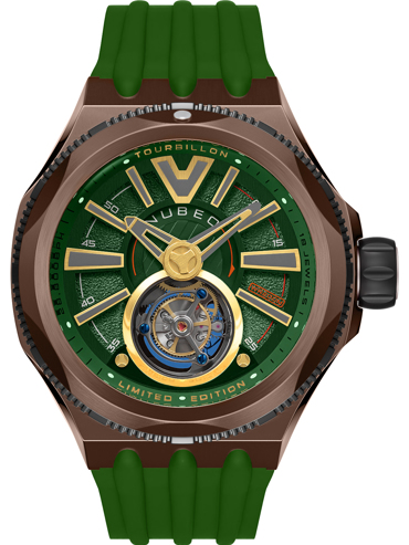 Nubeo Messenger Tourbillon Limited Ρολόι Αυτόματο με Πράσινο Καουτσούκ Λουράκι NB-6075-0B