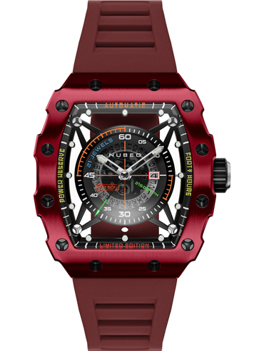 Nubeo Huygens Limited Ρολόι Αυτόματο με Μπορντό Καουτσούκ Λουράκι NB-6080-04