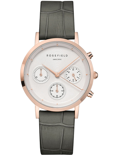 Rosefield The Gabby Ρολόι Χρονογράφος Μπαταρίας με Γκρι Δερμάτινο Λουράκι NCGRG-N95