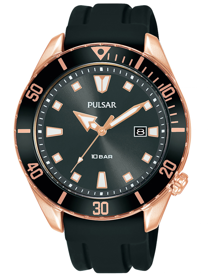 Pulsar Classic Roloi Batarias me Mavro Kaoutsouk Louraki PG8312X1