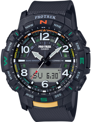 Casio Pro Trek Smartwatch Ρολόι Μπαταρίας με Μαύρο Καουτσούκ Λουράκι PRT-B50-1ER