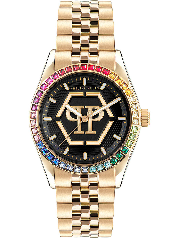 Philipp Plein Street Couture Roloi Batarias me Xruso Metalliko Brasele PW2BA0623