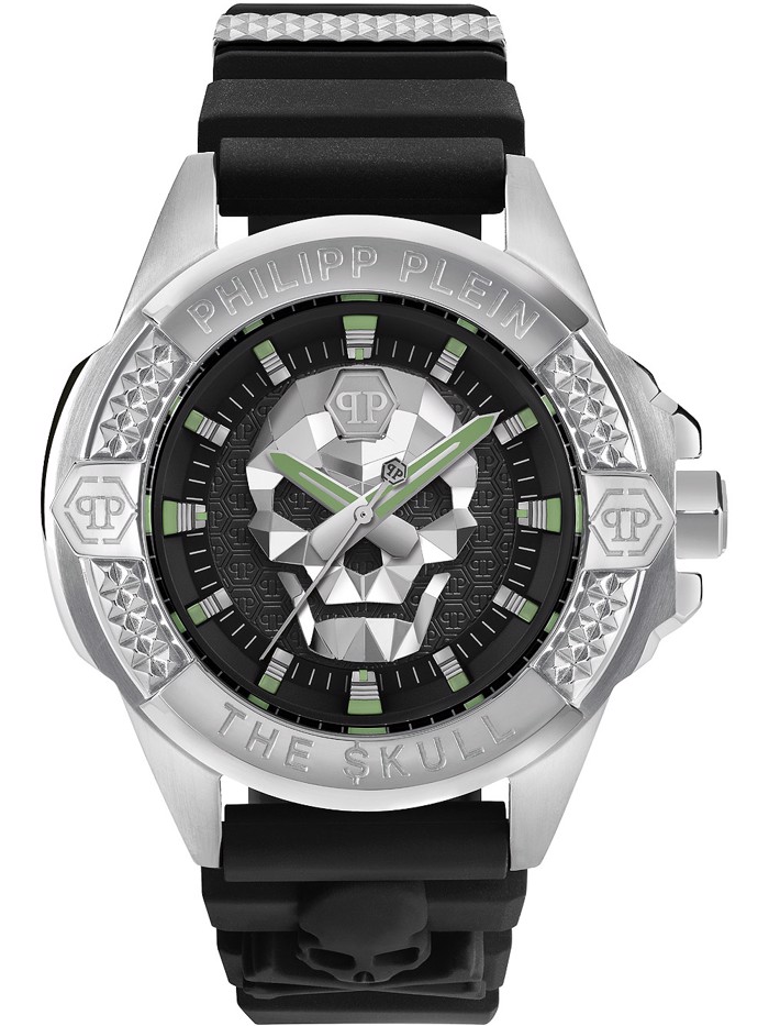 Philipp Plein The Skull Roloi Batarias me Mavro Kaoutsouk Louraki PWAAA0121