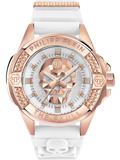 Philipp Plein The Skull Roloi Batarias me Lefko Kaoutsouk Louraki PWAAA2224