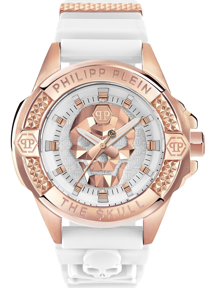 Philipp Plein The Skull Roloi Batarias me Lefko Kaoutsouk Louraki PWAAA2224