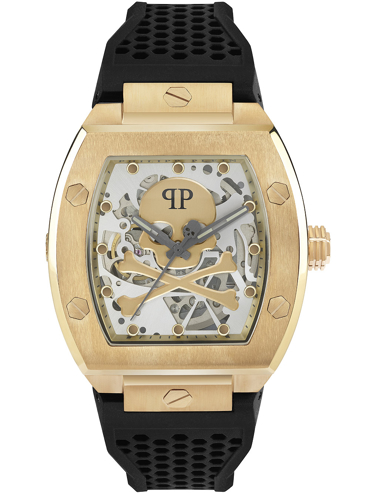 Philipp Plein The $keleton Ρολόι Αυτόματο με Μαύρο Καουτσούκ Λουράκι PWBAA0321
