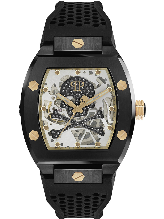 Philipp Plein The $keleton Roloi Aftomato me Mavro Kaoutsouk Louraki PWBAA0521