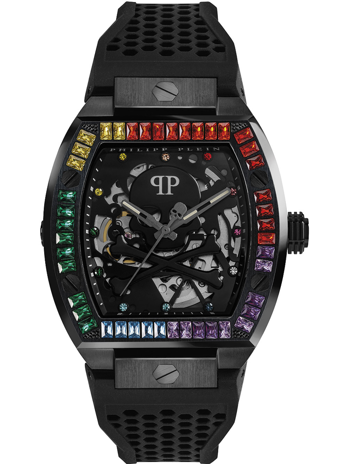 Philipp Plein The $keleton Roloi Aftomato me Mavro Kaoutsouk Louraki PWBAA0621