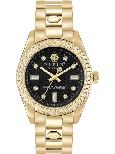 Philipp Plein Queen Crystal Ρολόι Μπαταρίας με Χρυσό Μεταλλικό Μπρασελέ PWDAA0621