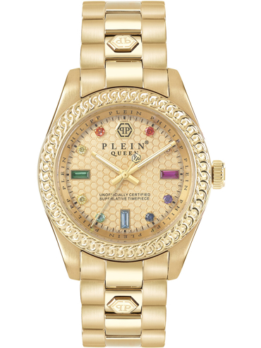 Philipp Plein Queen Crystal Ρολόι Μπαταρίας με Χρυσό Μεταλλικό Μπρασελέ PWDAA0721