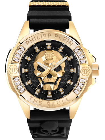 Philipp Plein The $kull Ρολόι Μπαταρίας με Μαύρο Καουτσούκ Λουράκι PWNAA0122