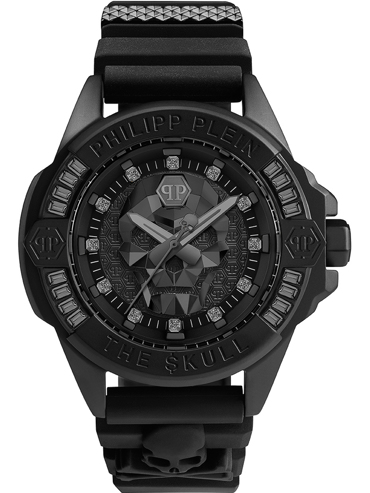 Philipp Plein The $kull Ρολόι Μπαταρίας με Μαύρο Καουτσούκ Λουράκι PWNAA0322