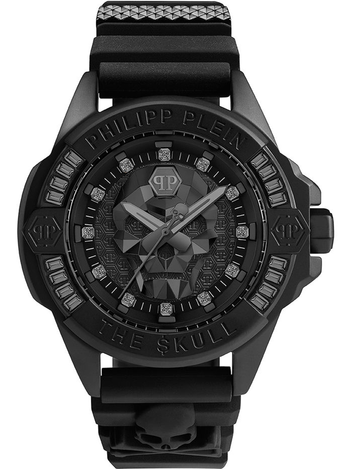 Philipp Plein The $kull Roloi Batarias me Mavro Kaoutsouk Louraki PWNAA0322