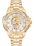 Philipp Plein The $kull Roloi Batarias me Xruso Metalliko Brasele PWNAA0722