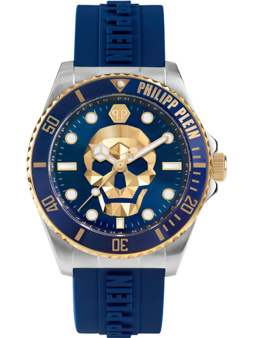 Philipp Plein The $kull Diver Ρολόι Μπαταρίας με Μπλε Καουτσούκ Λουράκι PWOAA0222