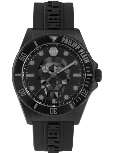 Philipp Plein The $kull Diver Ρολόι Μπαταρίας με Μαύρο Καουτσούκ Λουράκι PWOAA0422