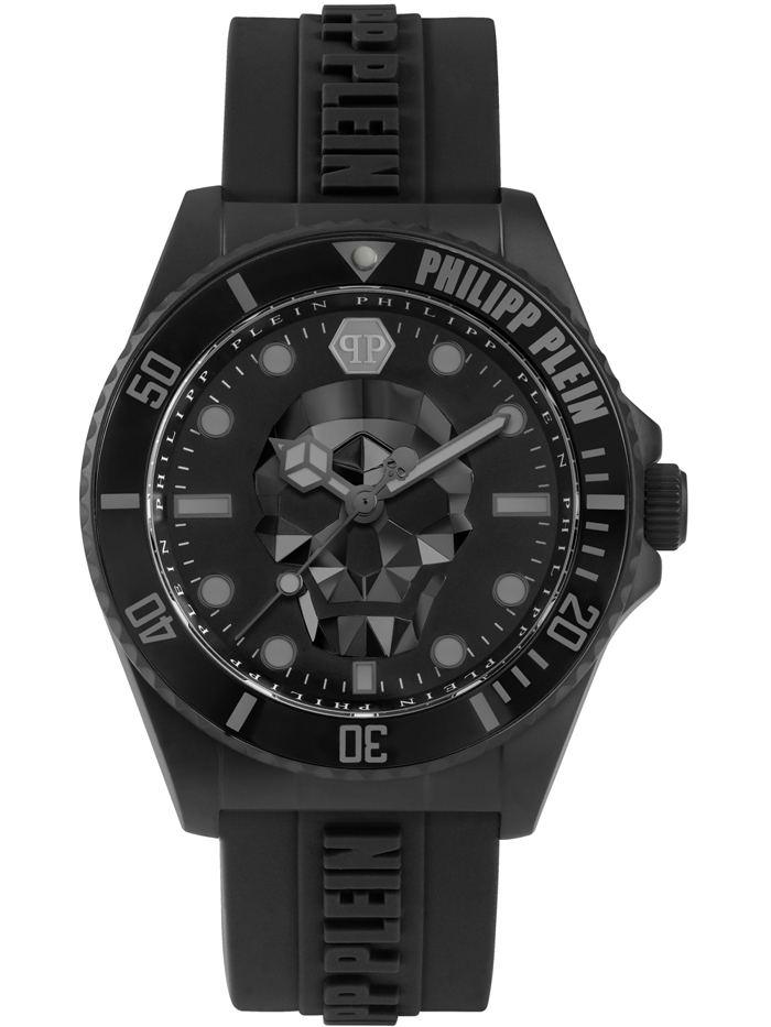 Philipp Plein The $kull Diver Roloi Batarias me Mavro Kaoutsouk Louraki PWOAA0422