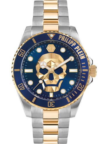 Philipp Plein The $kull Diver Ρολόι Μπαταρίας με Χρυσό / Ασημί Μεταλλικό Μπρασελέ PWOAA0722