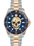 Philipp Plein The $kull Diver Roloi Batarias me Xruso / Asimi Metalliko Brasele PWOAA0722