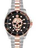 Philipp Plein The $kull Diver Roloi Batarias me Roz Xruso / Asimi Metalliko Brasele PWOAA0822