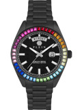 Philipp Plein Rock Couture Day-Date Roloi Batarias me Mavro Metalliko Brasele PWPNA0624