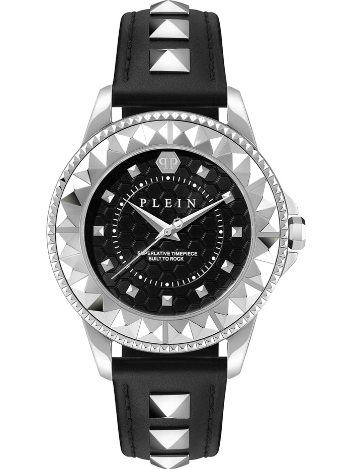 Philipp Plein Rock Couture Roloi Batarias me Mavro Dermatino Louraki PWPQA0124