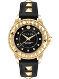 Philipp Plein Rock Couture Roloi Batarias me Mavro Dermatino Louraki PWPQA0224