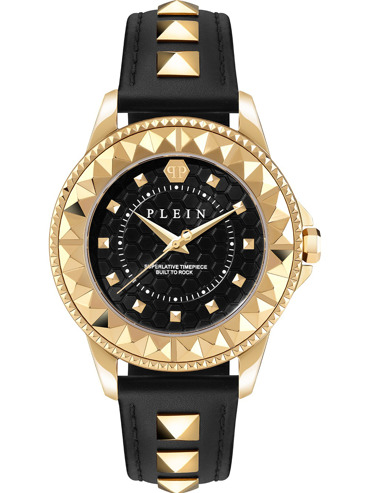 Philipp Plein Rock Couture Ρολόι Μπαταρίας με Μαύρο Δερμάτινο Λουράκι PWPQA0224