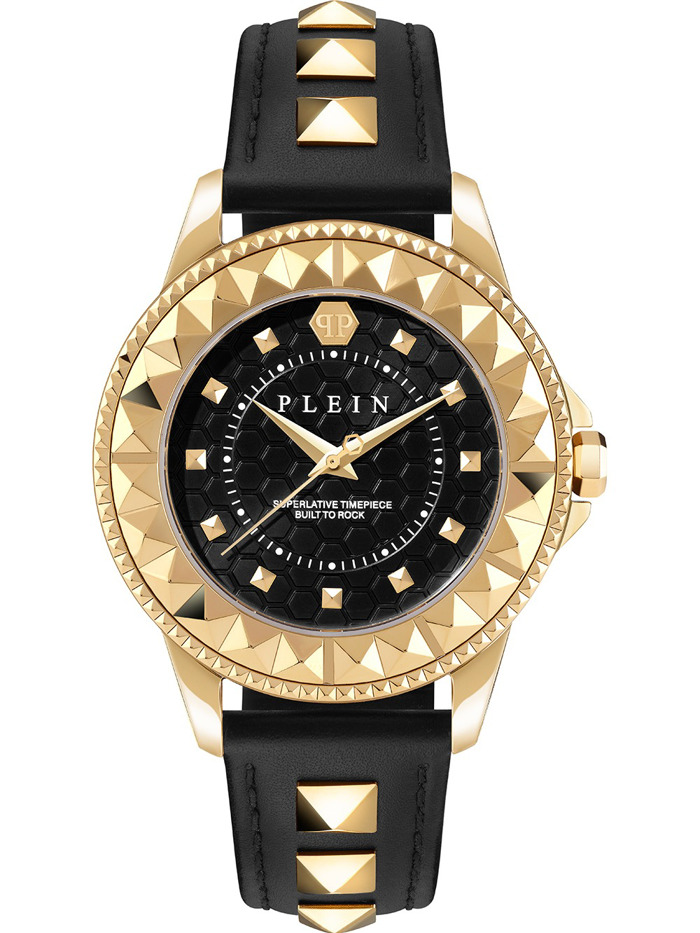 Philipp Plein Rock Couture Roloi Batarias me Mavro Dermatino Louraki PWPQA0224