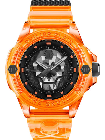 Philipp Plein The Skull Scuba Duba Ρολόι Μπαταρίας με Πορτοκαλί Καουτσούκ Λουράκι PWWAA0824