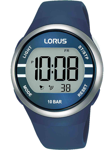 Lorus Ψηφιακό Ρολόι Χρονογράφος Μπαταρίας με Μπλε Καουτσούκ Λουράκι R2339NX9