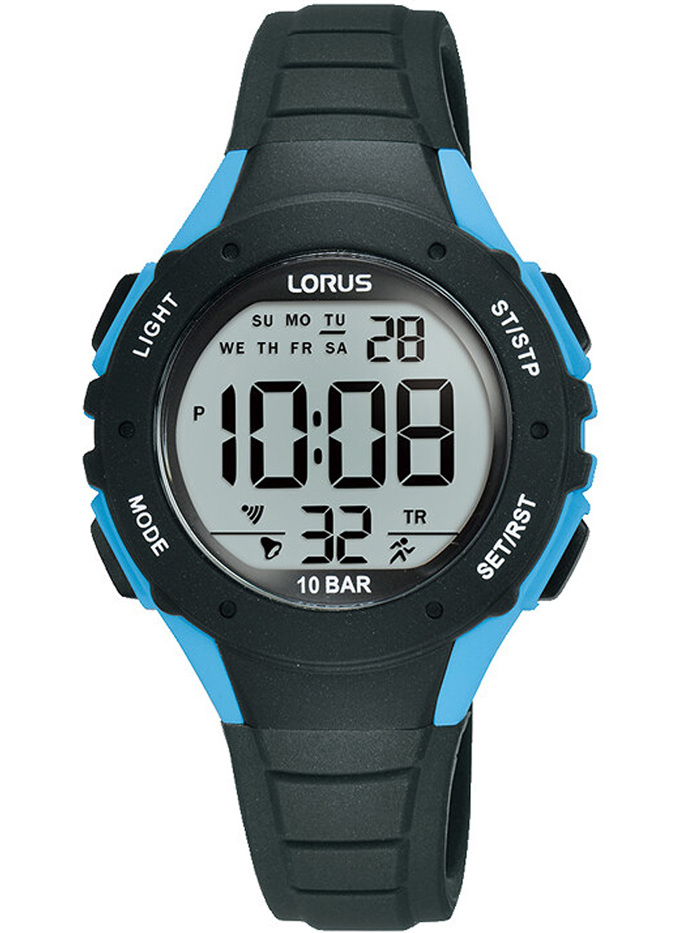 Lorus Psifiako Roloi Batarias me Mavro Kaoutsouk Louraki R2359PX9