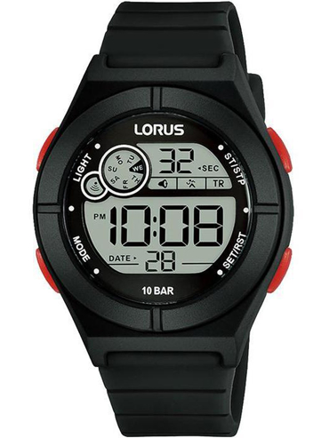 Lorus Ψηφιακό Ρολόι Μπαταρίας με Μαύρο Καουτσούκ Λουράκι R2363NX9