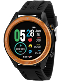 Sector S-02 Smartwatch Epanafortizomenis Batarias me Mavro Kaoutsouk Louraki R3251545003