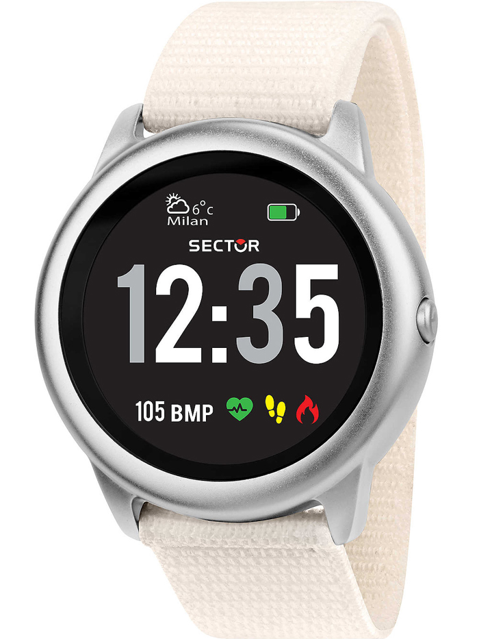 Sector S-01 Smartwatch Epanafortizomenis Batarias me Lefko ufasmatino Louraki R3251545502