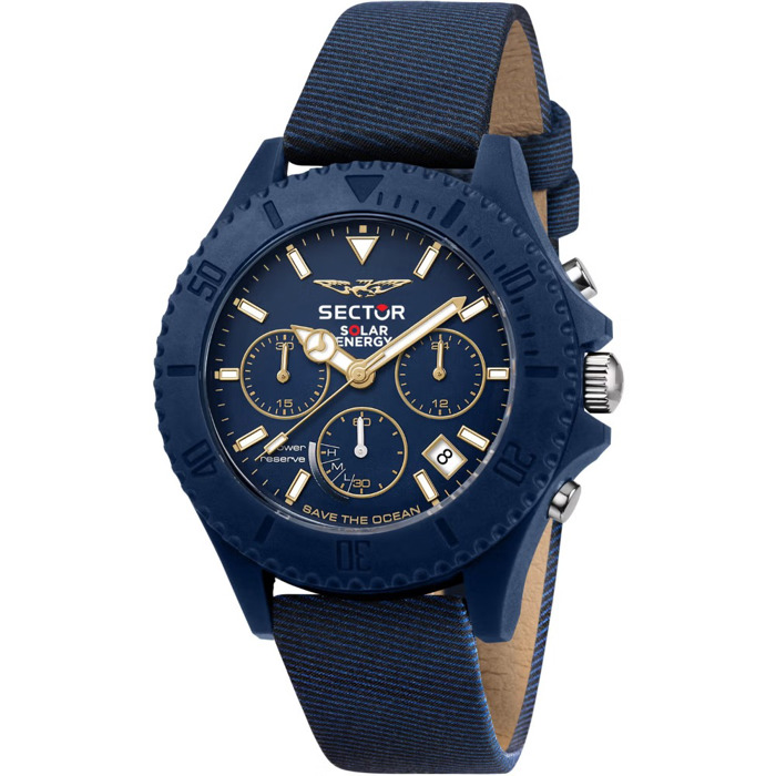 Sector Save the Ocean Roloi Xronogafos Batarias me Ble ufasmatino Louraki R3271739001