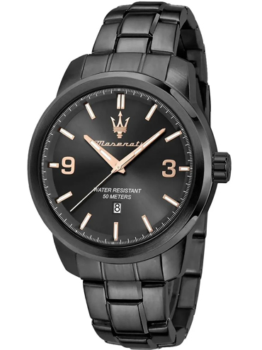 Maserati Successo Ρολόι Μπαταρίας με Μαύρο Μεταλλικό Μπρασελέ R8853121008