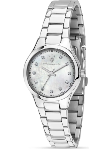 Maserati Attrazione Ρολόι Μπαταρίας με Ασημί Μεταλλικό Μπρασελέ R8853151504