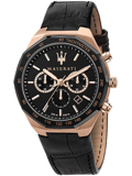Maserati Stile Roloi Xronogafos Batarias me Mavro Dermatino Louraki R8871642001
