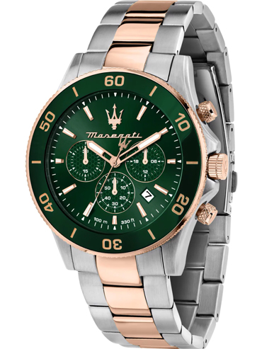 Maserati Competizione Ρολόι Χρονογράφος Μπαταρίας με Ροζ Χρυσό / Ασημί Μεταλλικό Μπρασελέ R8873600004