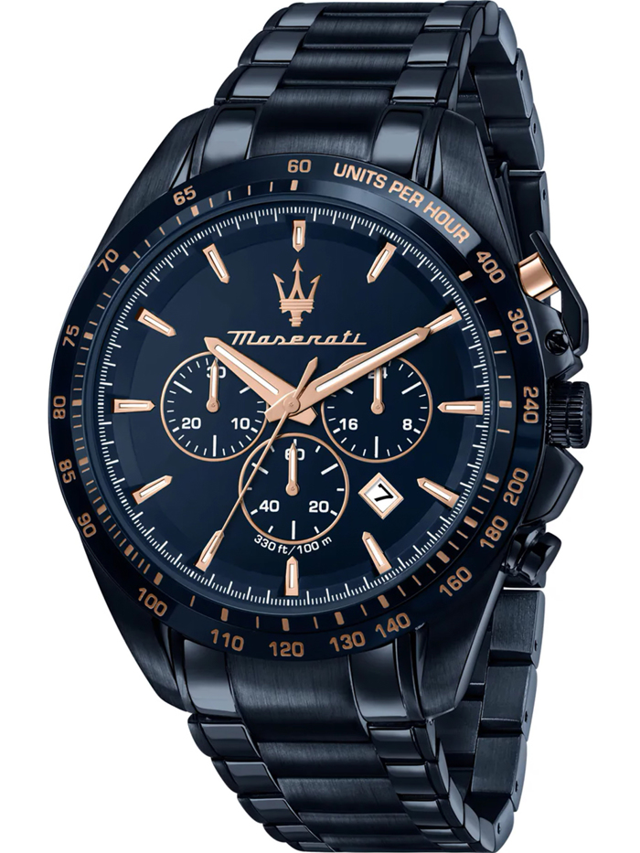 Maserati Traguardo Roloi Xronogafos Batarias me Ble Metalliko Brasele R8873612054
